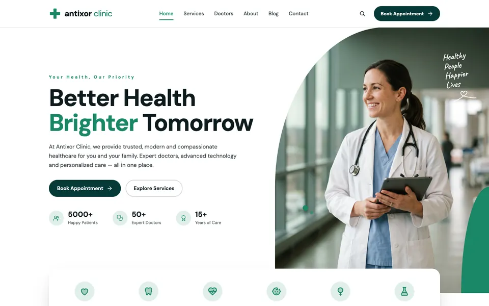 Carewell template home page