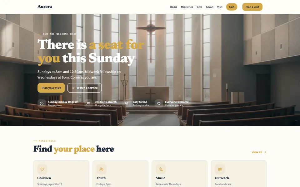 Sanctuary template home page
