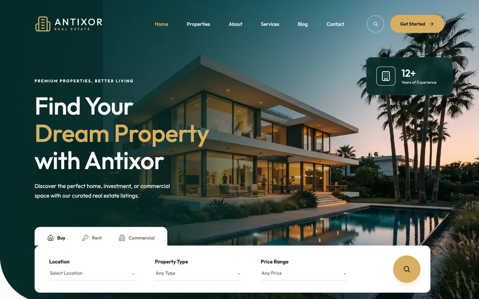 Estate template home page