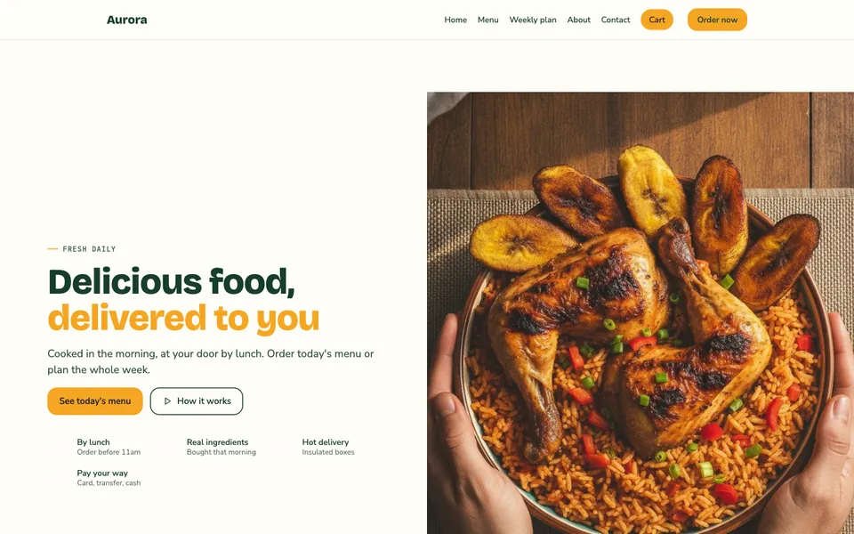Fresh Table template home page