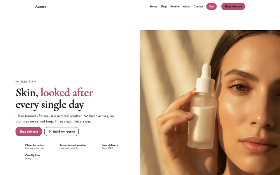 Glow template home page