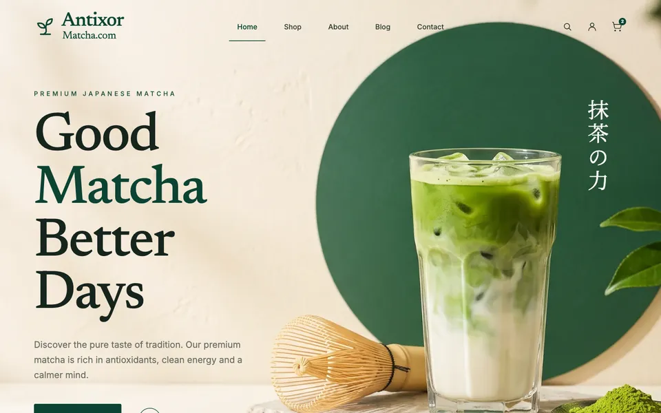 Matcha template home page