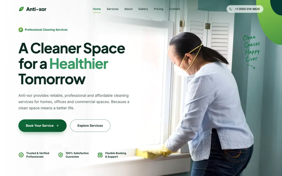 Spotless template home page